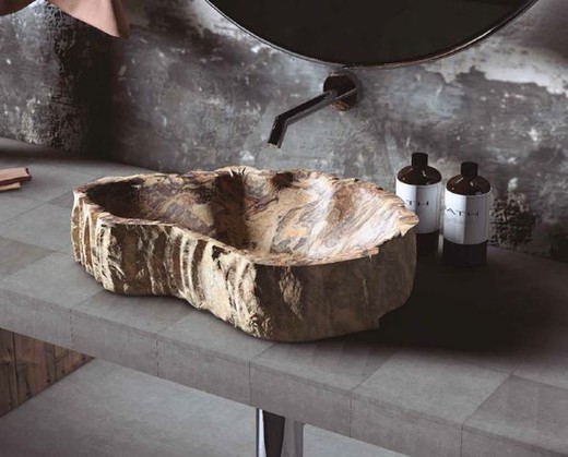 Lavabo de sobre encimera Petra de madera petrificada ART030380277