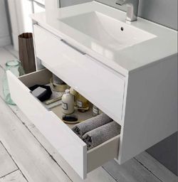 Meuble Suspendu Siri 100 - Blanc Brillant