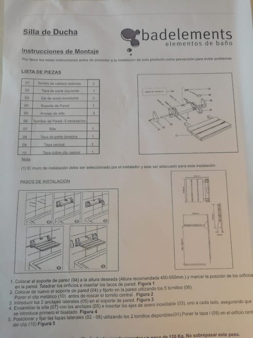 Siège auxiliaire en bois pour douche