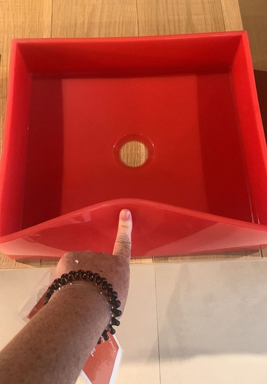Lavabo sobre encimera de silicona, color rojo. Modelo Gum de Glass Design. CREAGUMSL34