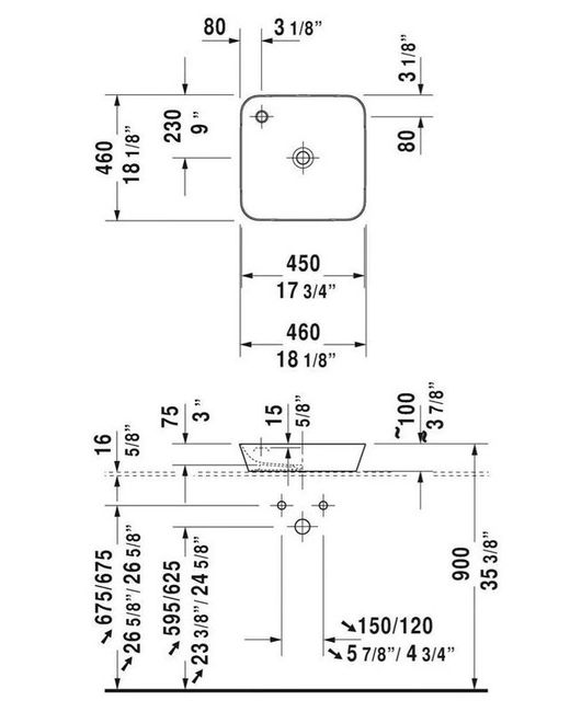 Vasque à poser carrée, Duravit