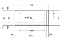 Bañera acrílica, 170x75 Durastyle de Duravit DUR700231000000000