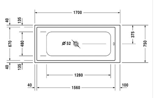 Bañera acrílica, 170x75 Durastyle de Duravit DUR700231000000000