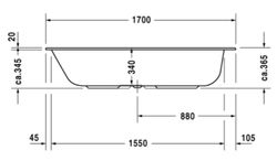 Bañera acrílica, 170x75 Durastyle de Duravit DUR700231000000000