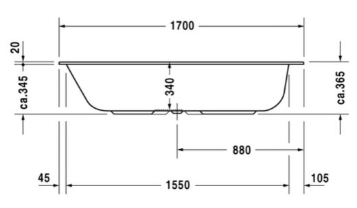 Bañera acrílica, 170x75 Durastyle de Duravit DUR700231000000000