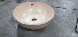 Lavabo redondo de sobre encimera beige, Fango FAN202003