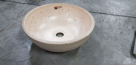 Lavabo redondo de sobre encimera beige, Fango FAN202003
