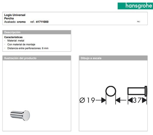 Hansgrohe Logis Universal Percha 41711000 HAN41711000