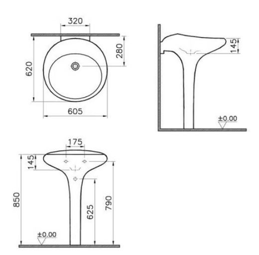 Lavabo / socle 60cm, Istanbul par Vitra