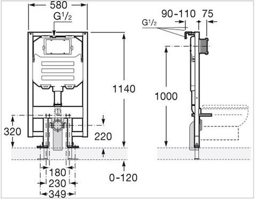 Laufen Bastidor LIS CW1 6L - compacto - cisterna empotrada LAU8946520000001