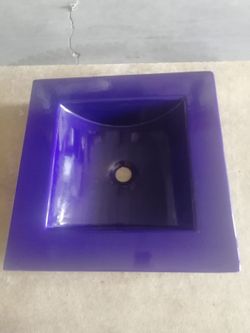 Lavabo sobre encimera cuadrado sin agujero para grifería en azul, Aq2 ARTAQ215SA