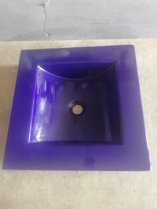 Lavabo sobre encimera cuadrado sin agujero para grifería en azul, Aq2 ARTAQ215SA