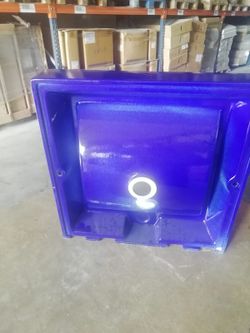 Lavabo sobre encimera cuadrado sin agujero para grifería en azul, Aq2 ARTAQ215SA