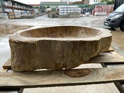 Lavabo de sobre encimera Petra de madera petrificada ART030380277