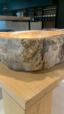 Lavabo de sobre encimera Petra de madera petrificada ART030380277