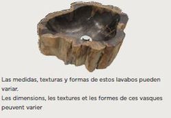 Lavabo de sobre encimera Petra de madera petrificada ART030380277