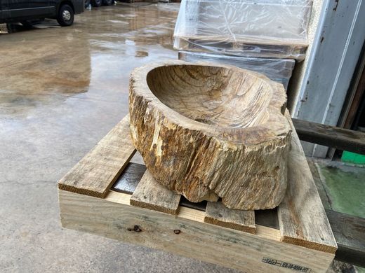 Lavabo de sobre encimera Petra de madera petrificada ART030380277