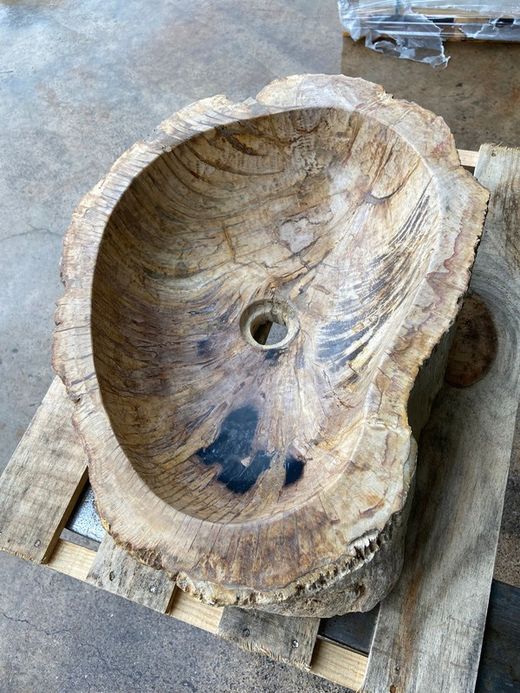 Lavabo de sobre encimera Petra de madera petrificada ART030380277
