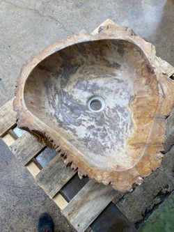 Lavabo de sobre encimera Petra de madera petrificada ART030380277