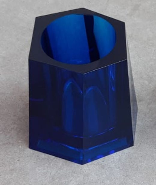 Portacepillos de vaso sobre encimera azul VITARTQFLINTBIC10