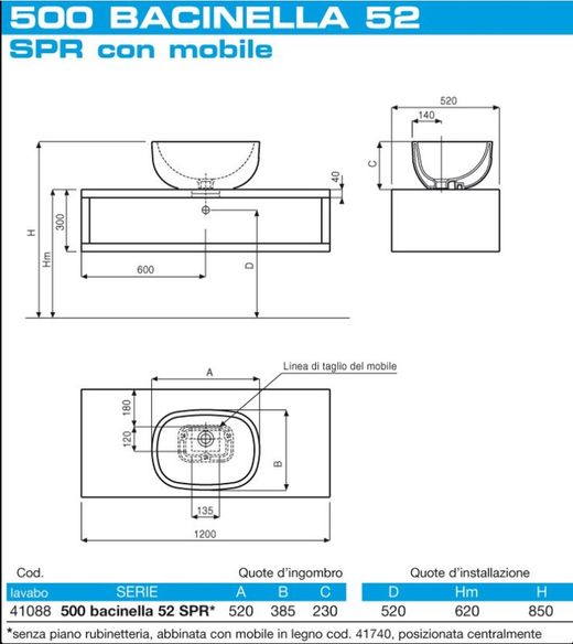 Vasque à poser 500 par Pozzi Ginori