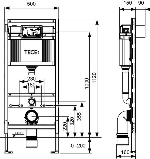 Tece Modulo Wc Teceprofile 1120 cisterna empotrada TECE9300000
