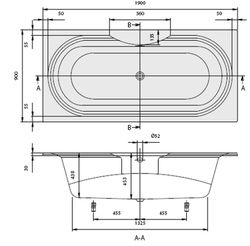 Baignoire acrylique, 190x90 Amadea par Villeroy Boch