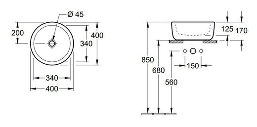 Lavabo à poser 40Ø avec trop-plein, Architectura par Villeroy & Boch