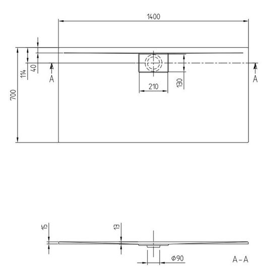 Plato de ducha acrílico Architectura 140x70 de Villeroy VILLUDA1470ARA215V01
