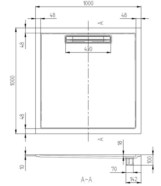 Plato de ducha Quaryl 100x100 Squaro Superflat de Villeroy VILLDQ1010SQR1V01