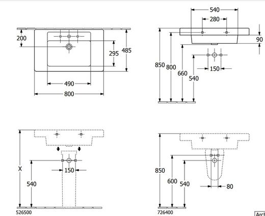 Villeroy & Boch Subway demi-colonne
