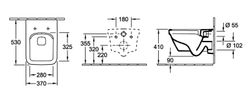 Inodoro cuadrado con directFlush, Targa de Villeroy OBS470